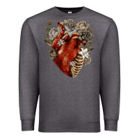 Charcoal Heather Flower anatomical heart Premium Sweatshirt - RanaPortraitStore