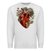 Oatmeal Heather Flower anatomical heart Premium Sweatshirt - RanaPortraitStore