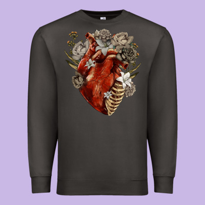 Premium Sweatshirt Flower anatomical heart