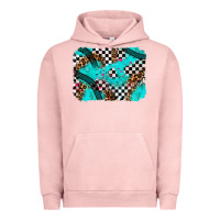 Pigment Salmon race day turquoise background Urban Hoodie - AdoDesignShop