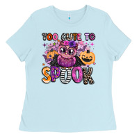Baby Blue wicked cute too cute to spook Ladies Tee - BarkalooDesign