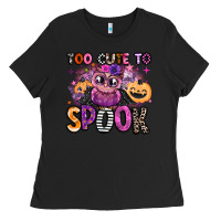 Black wicked cute too cute to spook Ladies Tee - BarkalooDesign