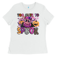 White wicked cute too cute to spook Ladies Tee - BarkalooDesign