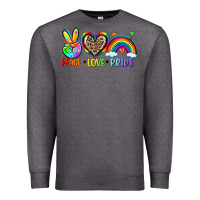 Charcoal Heather peace love pride Premium Sweatshirt - Zillion Design Studio