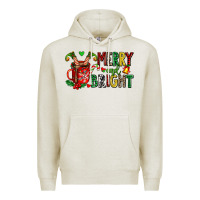 Oatmeal Heather merry and bright Premium Hoodie - AdoDesignShop