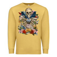Antique Gold Flower Boho Skull Skeleton Premium Sweatshirt - RanaPortraitStore