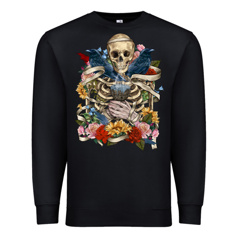 Flower Boho Skull Skeleton Premium Sweatshirt by RanaPortraitStore | Teevron