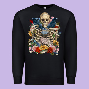 Flower Boho Skull Skeleton Premium Sweatshirt Designed By Ranaportraitstore