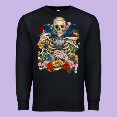Premium Sweatshirt Flower Boho Skull Skeleton