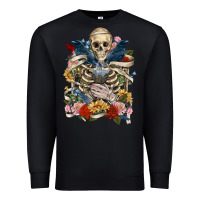 Black Flower Boho Skull Skeleton Premium Sweatshirt - RanaPortraitStore