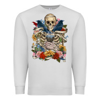 Dove Grey Flower Boho Skull Skeleton Premium Sweatshirt - RanaPortraitStore