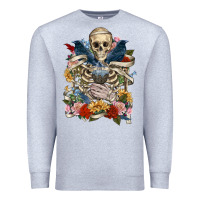 Heather Grey Flower Boho Skull Skeleton Premium Sweatshirt - RanaPortraitStore
