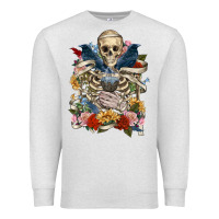 Oatmeal Heather Flower Boho Skull Skeleton Premium Sweatshirt - RanaPortraitStore