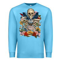 Ocean Blue Flower Boho Skull Skeleton Premium Sweatshirt - RanaPortraitStore