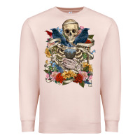 Pale Pink Flower Boho Skull Skeleton Premium Sweatshirt - RanaPortraitStore