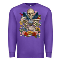 Purple Flower Boho Skull Skeleton Premium Sweatshirt - RanaPortraitStore