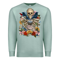 Seafoam Flower Boho Skull Skeleton Premium Sweatshirt - RanaPortraitStore