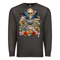 Smoke Flower Boho Skull Skeleton Premium Sweatshirt - RanaPortraitStore