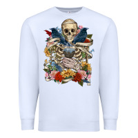White Flower Boho Skull Skeleton Premium Sweatshirt - RanaPortraitStore