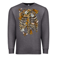 Charcoal Heather Flower rib cage bees Premium Sweatshirt - RanaPortraitStore