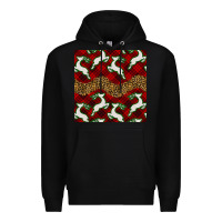 Black christmas deer and plaid seamless pattern Premium Hoodie - BundleAndBundleShop