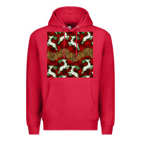 Cardinal christmas deer and plaid seamless pattern Premium Hoodie - BundleAndBundleShop