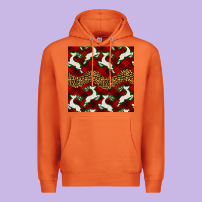 Christmas Deer And Plaid Seamless Pattern Premium Hoodie Designed By Bundleandbundleshop