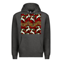 Charcoal Heather christmas deer and plaid seamless pattern Premium Hoodie - BundleAndBundleShop