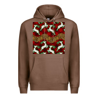 Chestnut christmas deer and plaid seamless pattern Premium Hoodie - BundleAndBundleShop