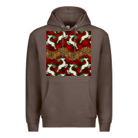 Coffee christmas deer and plaid seamless pattern Premium Hoodie - BundleAndBundleShop