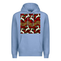 Colony Blue christmas deer and plaid seamless pattern Premium Hoodie - BundleAndBundleShop
