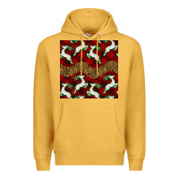 Mustard christmas deer and plaid seamless pattern Premium Hoodie - BundleAndBundleShop