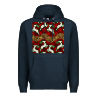 Navy christmas deer and plaid seamless pattern Premium Hoodie - BundleAndBundleShop