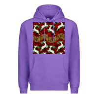Purple christmas deer and plaid seamless pattern Premium Hoodie - BundleAndBundleShop