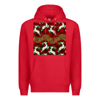 Red christmas deer and plaid seamless pattern Premium Hoodie - BundleAndBundleShop