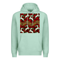 Seafoam christmas deer and plaid seamless pattern Premium Hoodie - BundleAndBundleShop