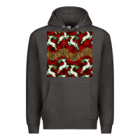 Smoke christmas deer and plaid seamless pattern Premium Hoodie - BundleAndBundleShop