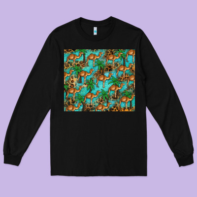 Camel Leopard Long Sleeve Tee Designed By Barkaloodesign