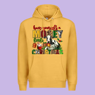 Have Yourself A Mooey Little Christmas Premium Hoodie Designed By Adodesignshop