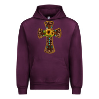 Mauve Wine leopard gemstone sunflower cross Urban Hoodie - JahusDesignShop