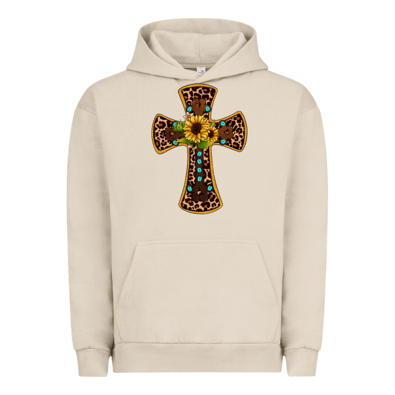 Leopard Gemstone Sunflower Cross Urban Hoodie by JahusDesignShop | Teevron