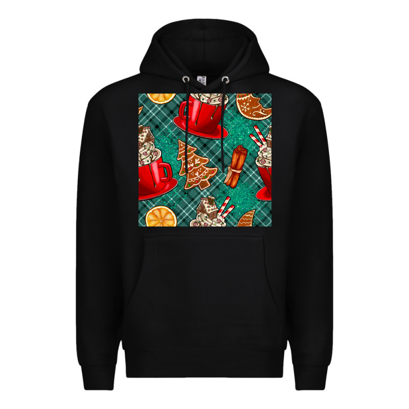 Christmas Hot Chocolate And Cookie Seamless Pattern Premium Hoodie by BundleAndBundleShop | Teevron