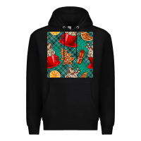 Black christmas hot chocolate and cookie seamless pattern Premium Hoodie - BundleAndBundleShop