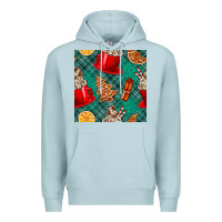 Blue Mist christmas hot chocolate and cookie seamless pattern Premium Hoodie - BundleAndBundleShop