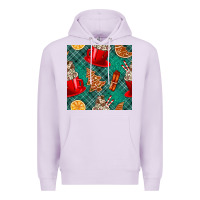 Lilac christmas hot chocolate and cookie seamless pattern Premium Hoodie - BundleAndBundleShop