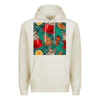 Oatmeal Heather christmas hot chocolate and cookie seamless pattern Premium Hoodie - BundleAndBundleShop