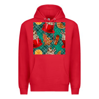 Red christmas hot chocolate and cookie seamless pattern Premium Hoodie - BundleAndBundleShop