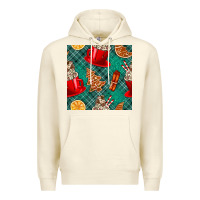 Sandshell christmas hot chocolate and cookie seamless pattern Premium Hoodie - BundleAndBundleShop