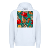 White christmas hot chocolate and cookie seamless pattern Premium Hoodie - BundleAndBundleShop