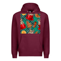 Burgundy christmas hot chocolate and cookie seamless pattern Premium Hoodie - BundleAndBundleShop